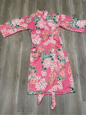 Natori Pink Floral Kimono Robe Women’s Small Japanese-Inspired